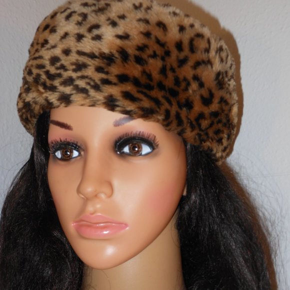 NUCOLLECTION LEOPARD PRINT HAT OSFM - Picture 1 of 5